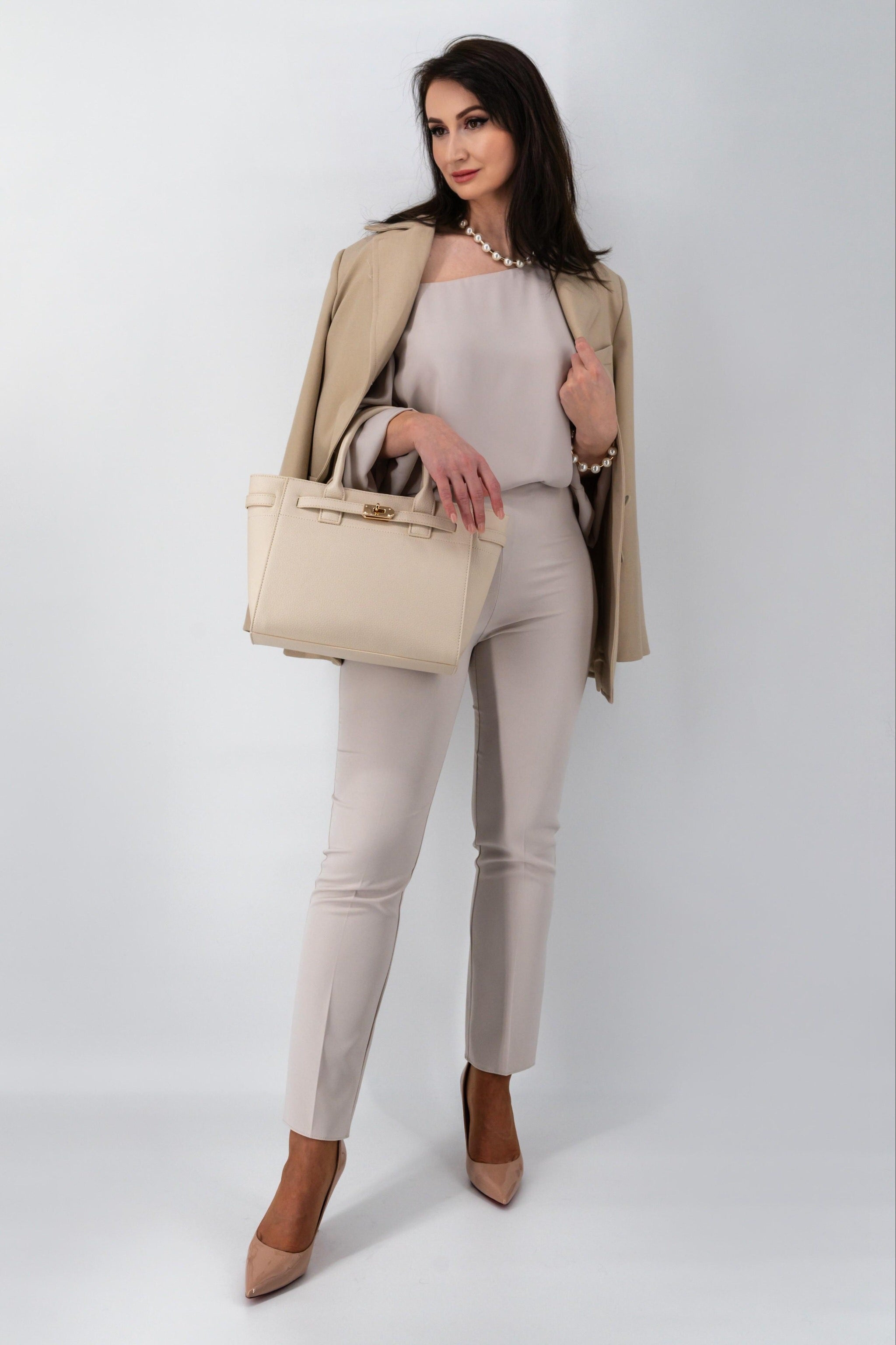 Beige blouse met open schouder-MyEssentials