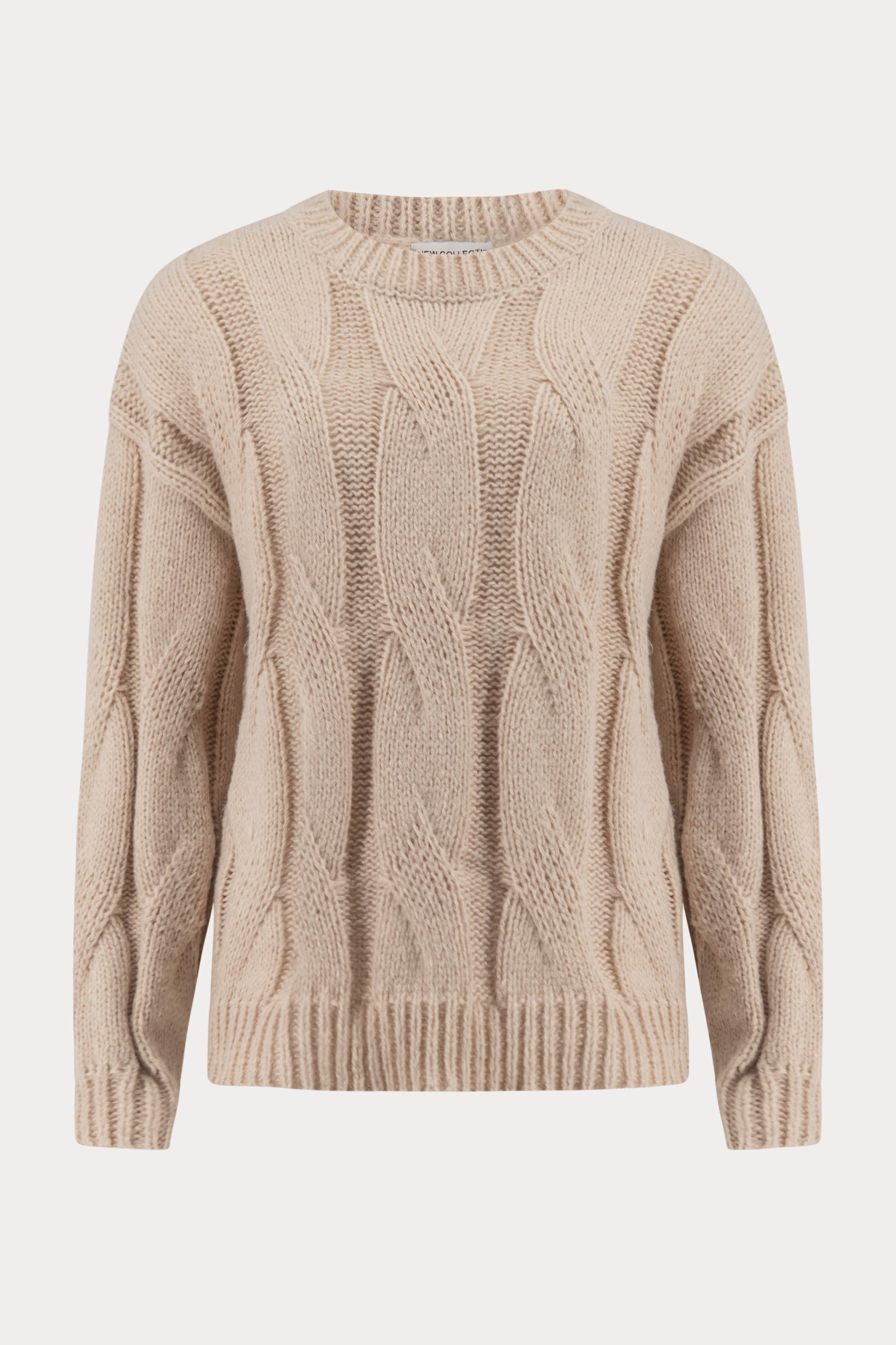 Beige gebreide kabeltrui-MyEssentials