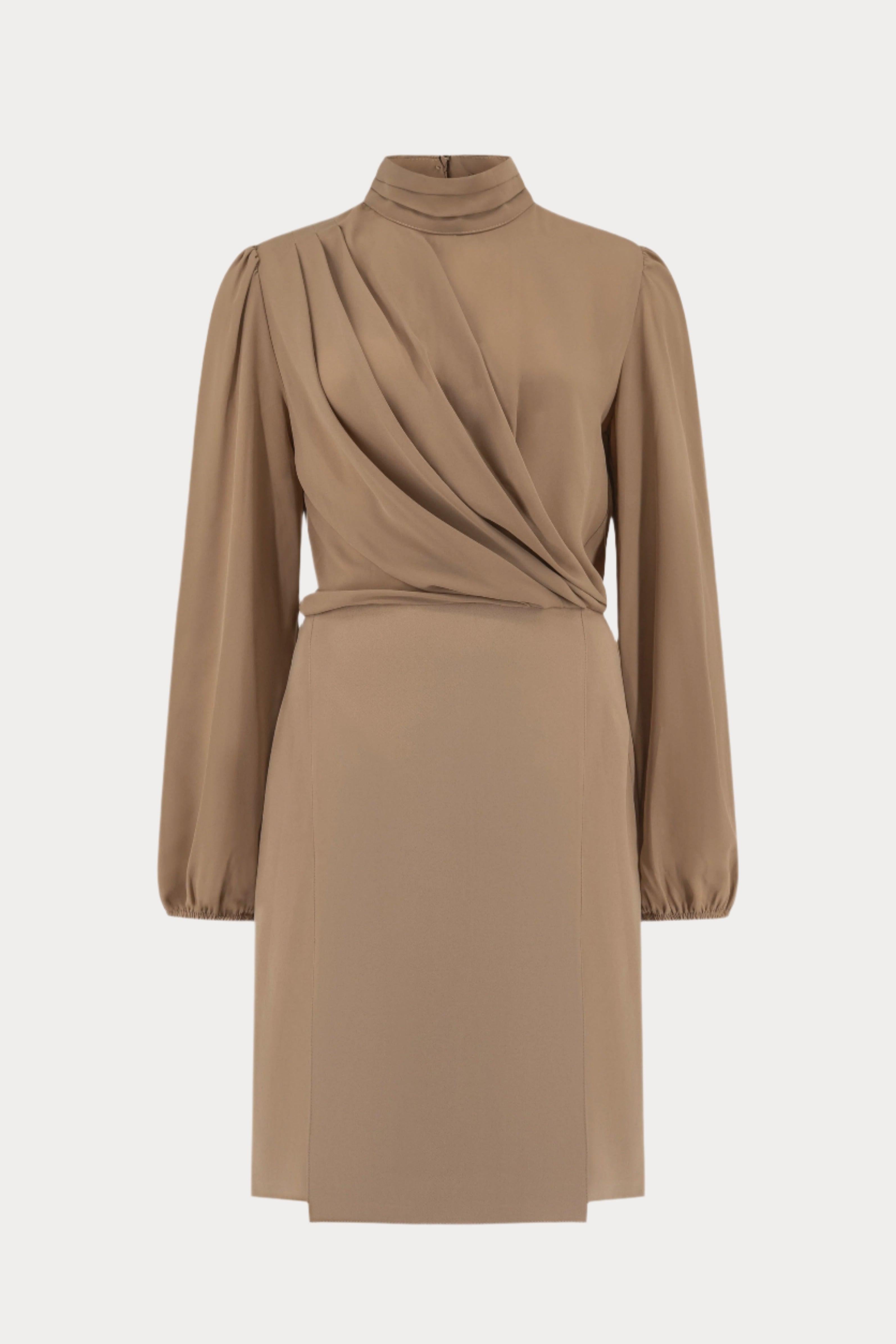 Beige jurk met plooien-MyEssentials