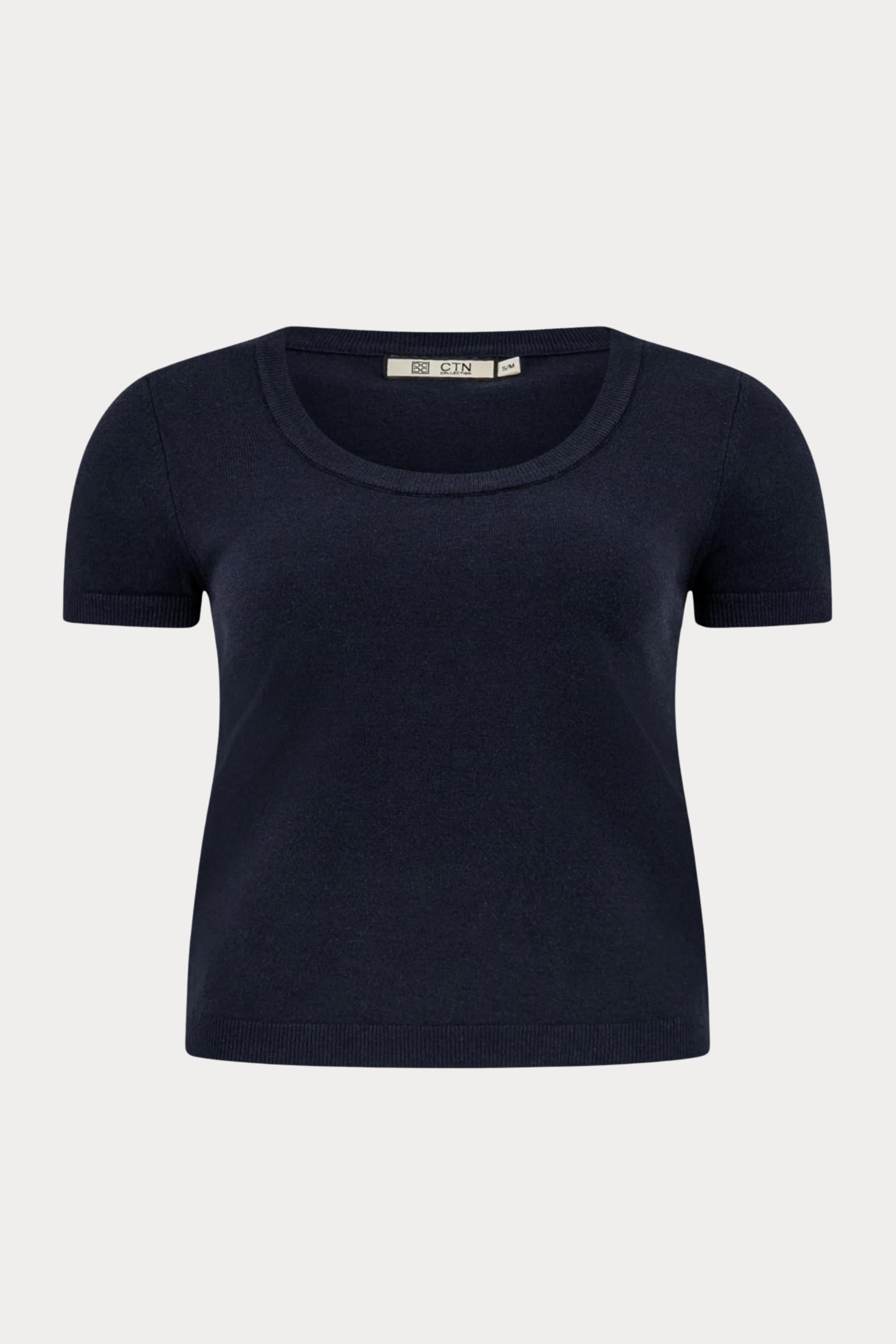 Donkerblauwe trui met korte mouwen-MyEssentials