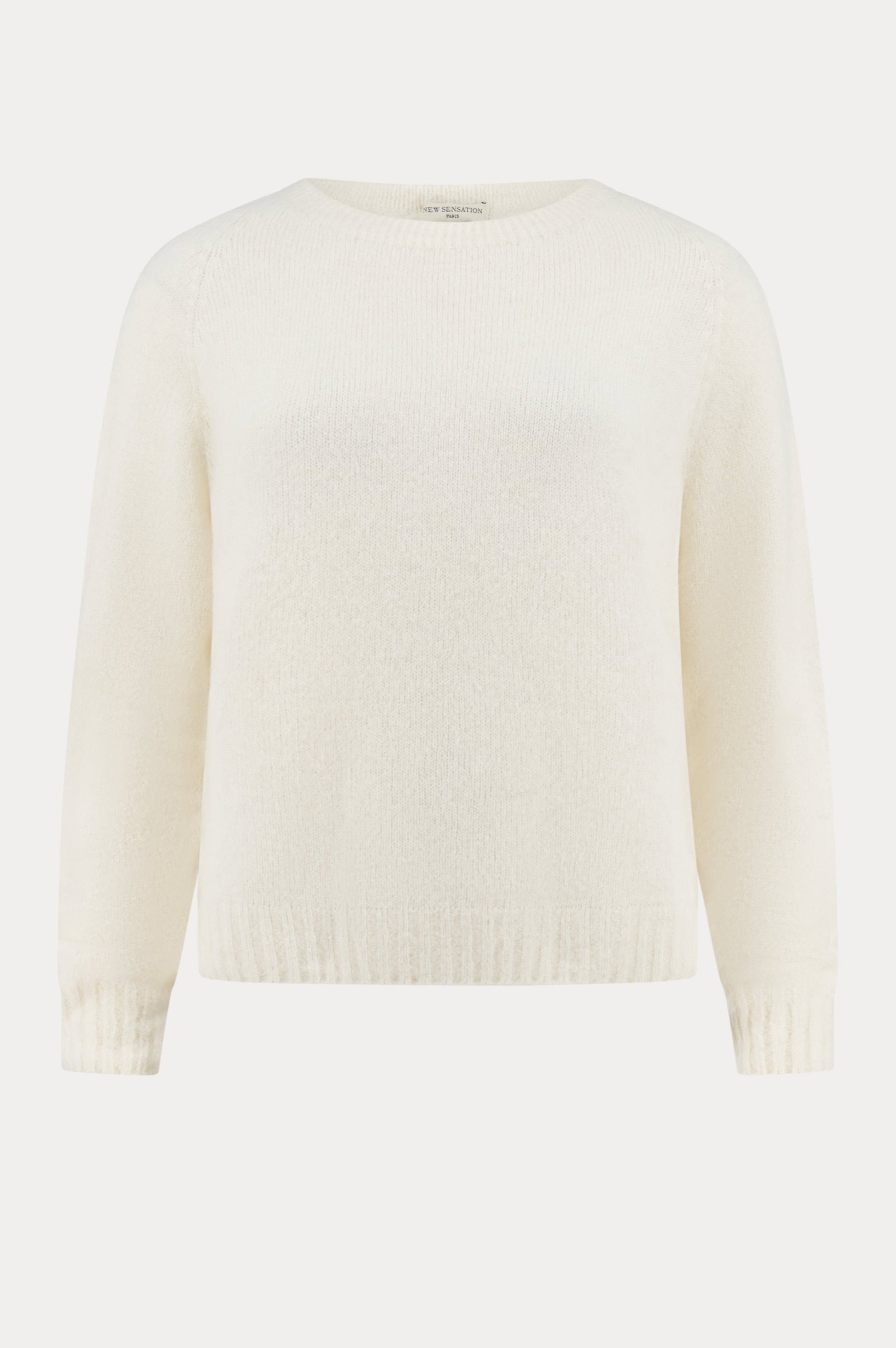 Gebroken witte alpacamix pullover met ronde hals-MyEssentials