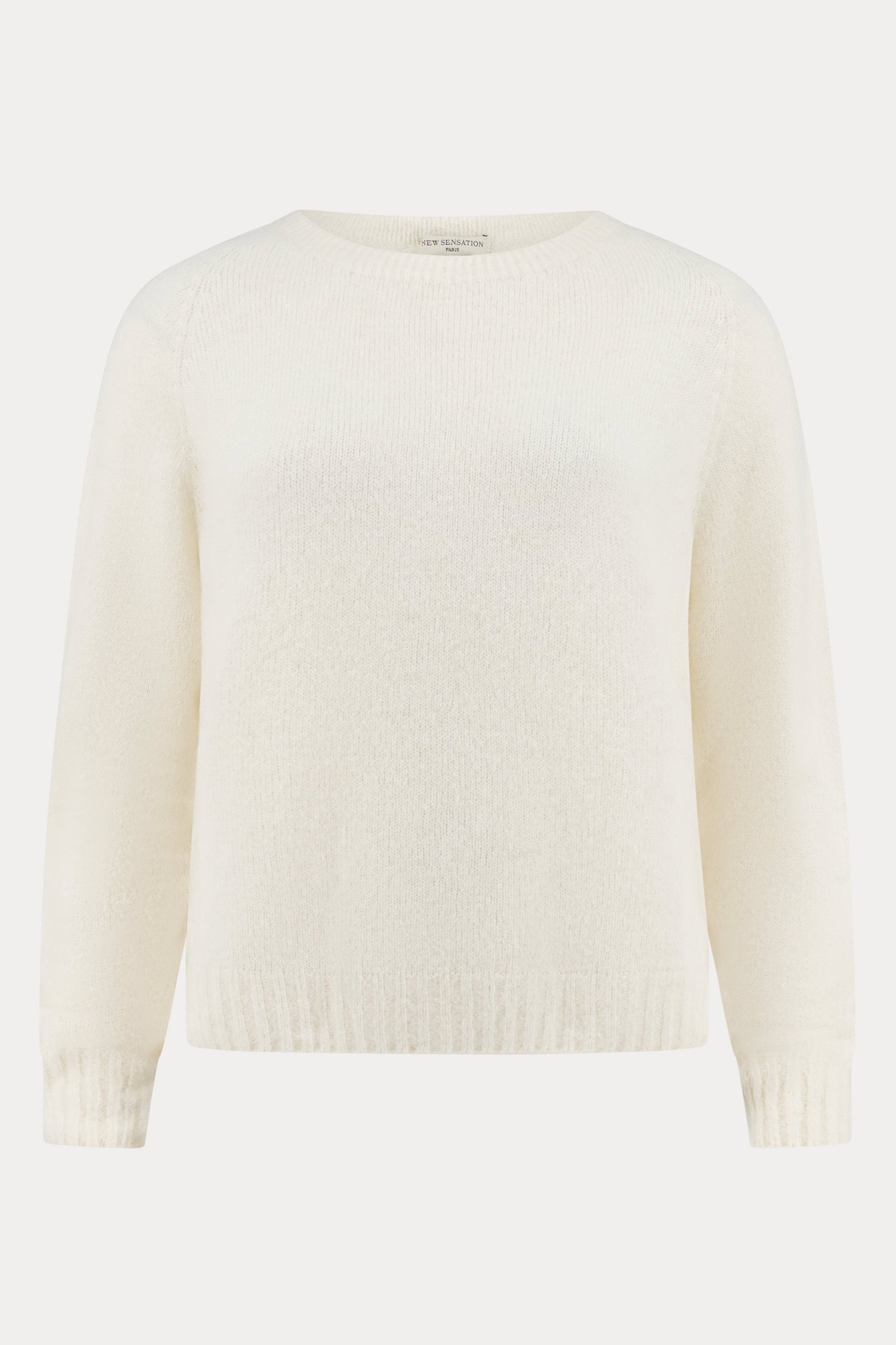 Gebroken witte alpacamix pullover met ronde hals-MyEssentials