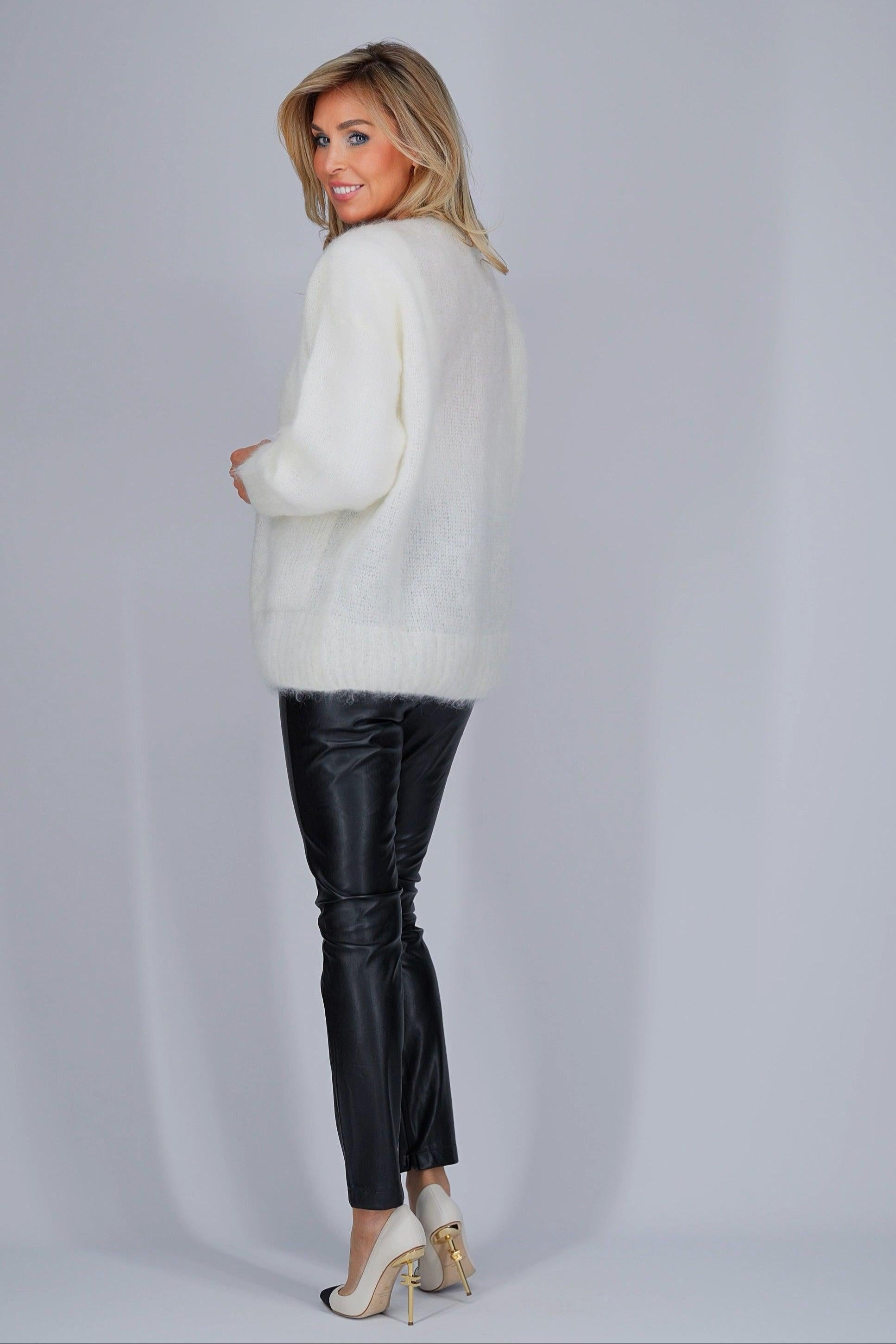 Gebroken witte cardigan in mohairmix-MyEssentials