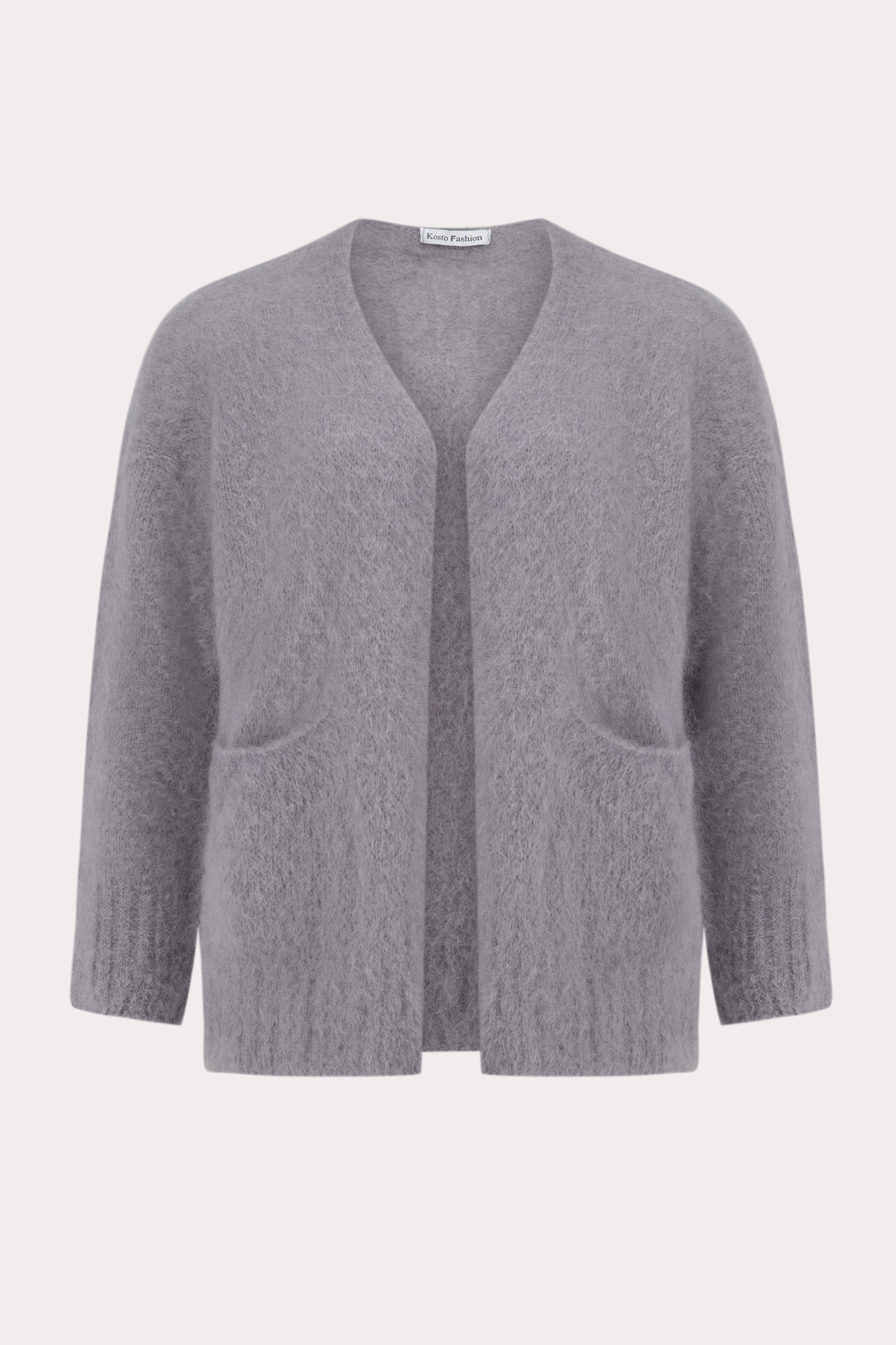 Grijze cardigan in kid mohairmix-MyEssentials