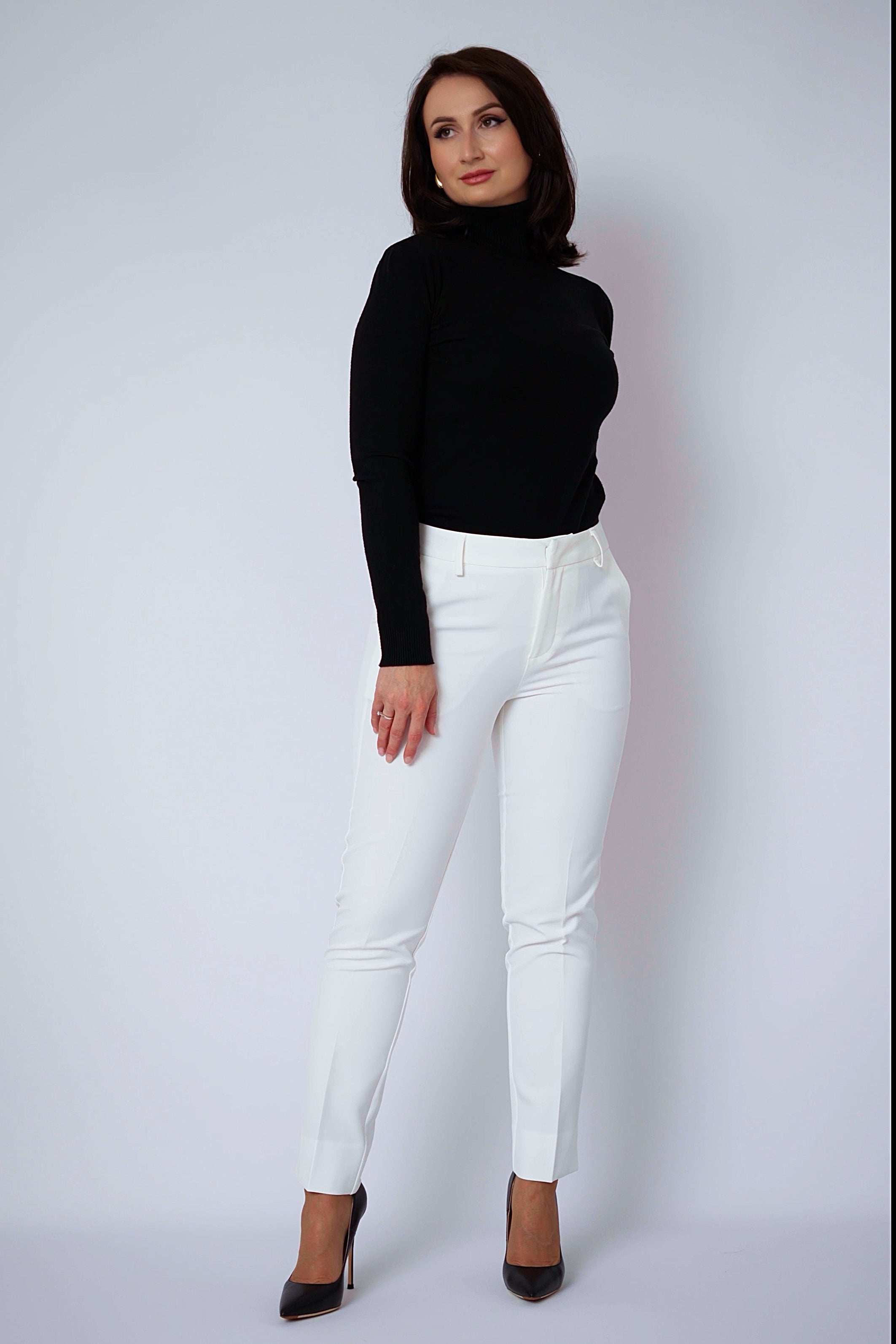 White tapered trousers
