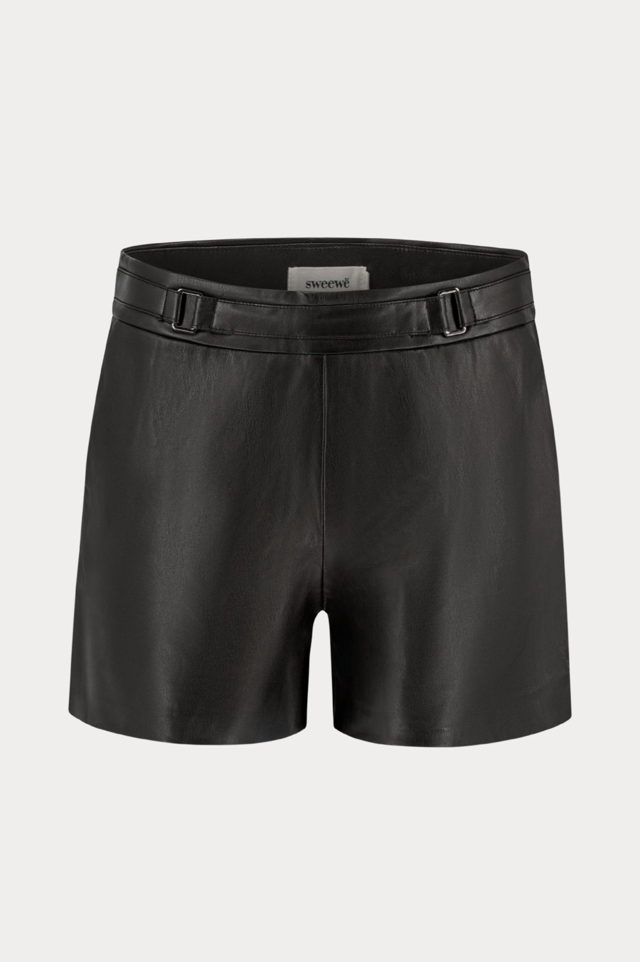 Zwarte imitatieleren shorts met zakken-MyEssentials