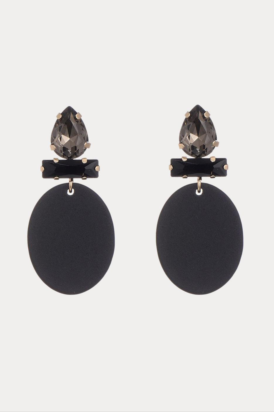 Zwarte ovale oorbellen met kristaleffect-MyEssentials