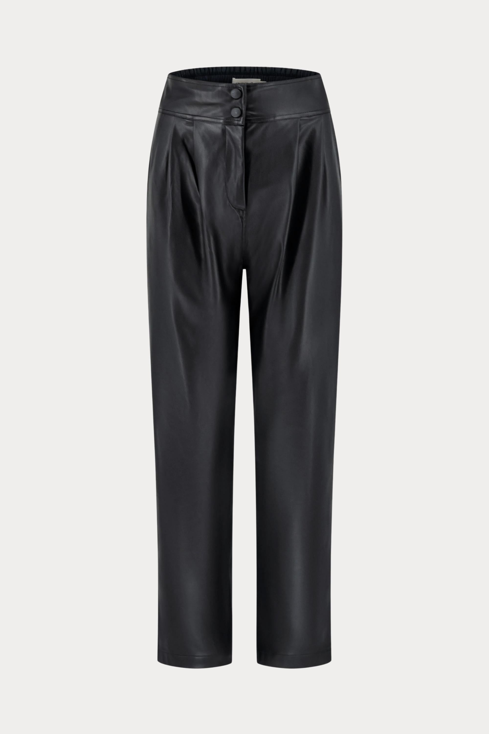 Zwarte wide leg broek in imitatieleer-MyEssentials