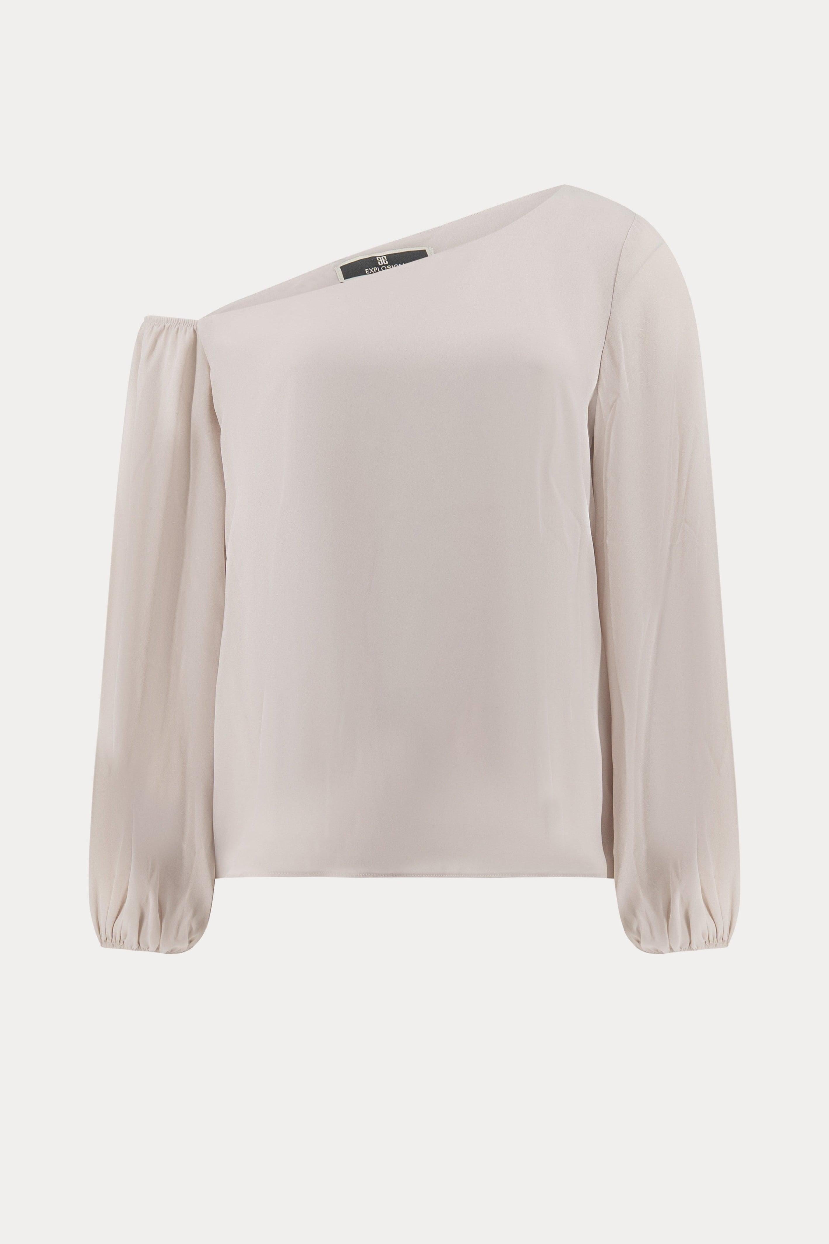 Beige blouse met open schouder-MyEssentials