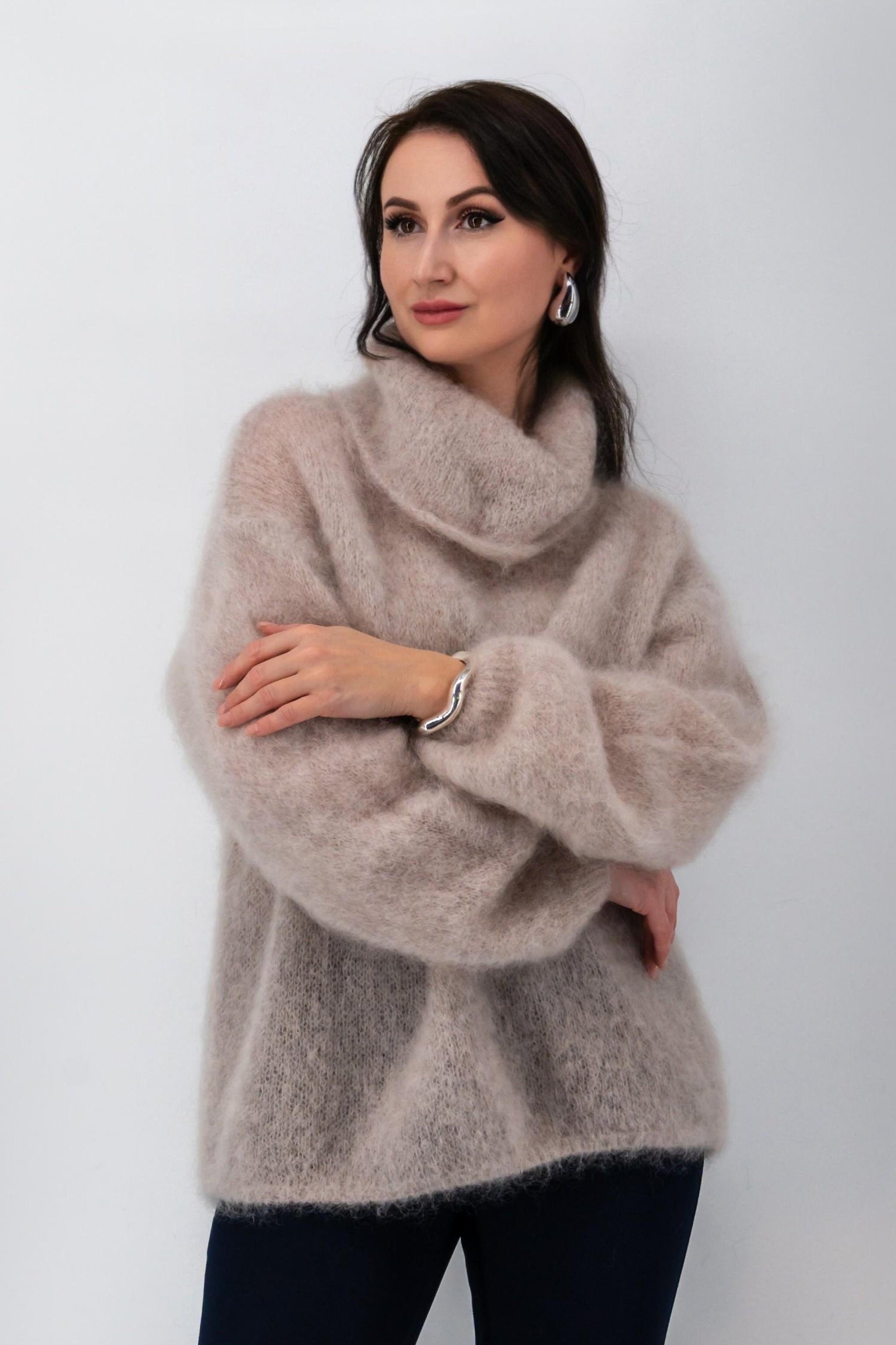 Beige coltrui met kid mohair-MyEssentials