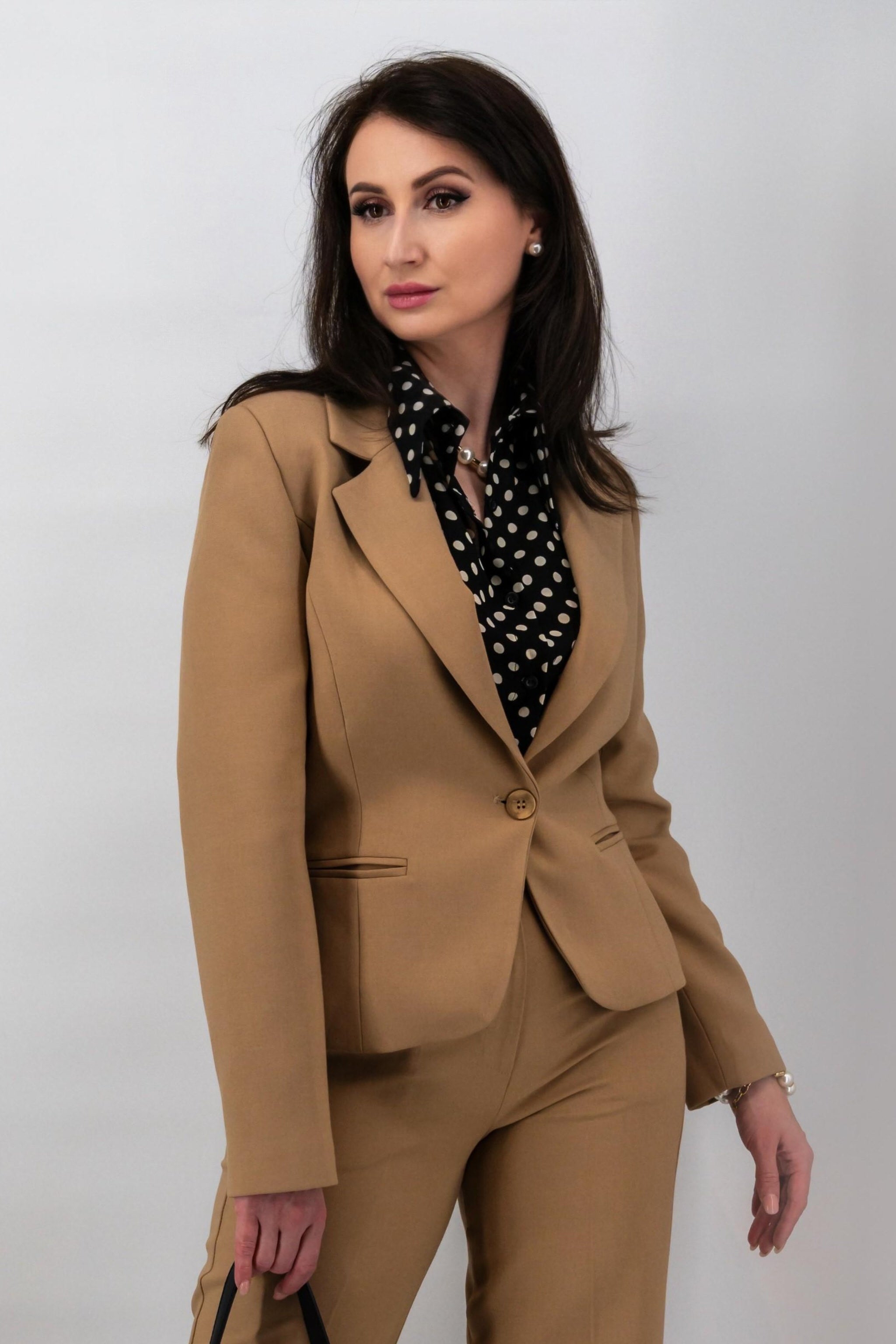 Beige damesblazer met viscose-MyEssentials