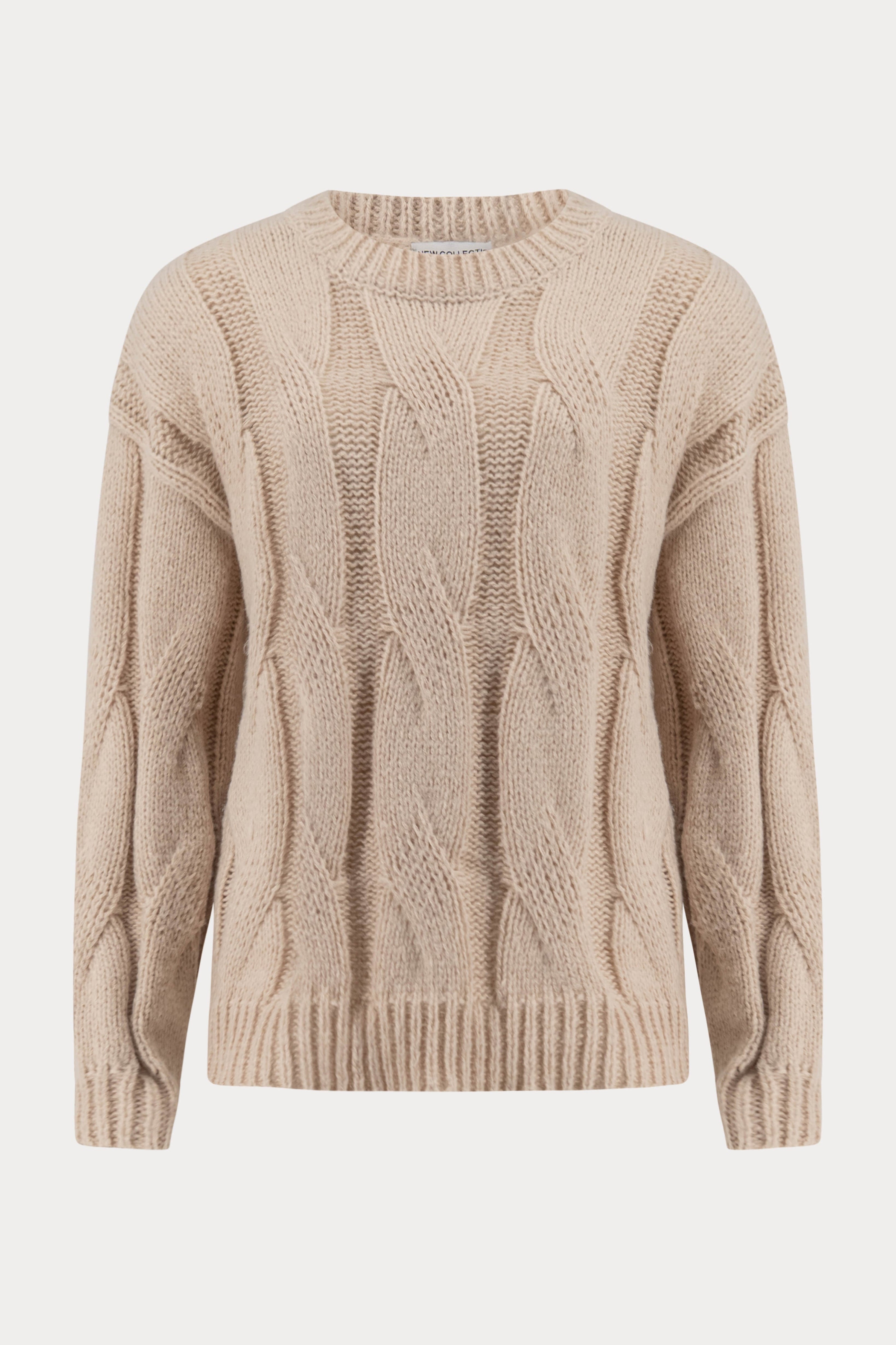 Beige gebreide kabeltrui-MyEssentials