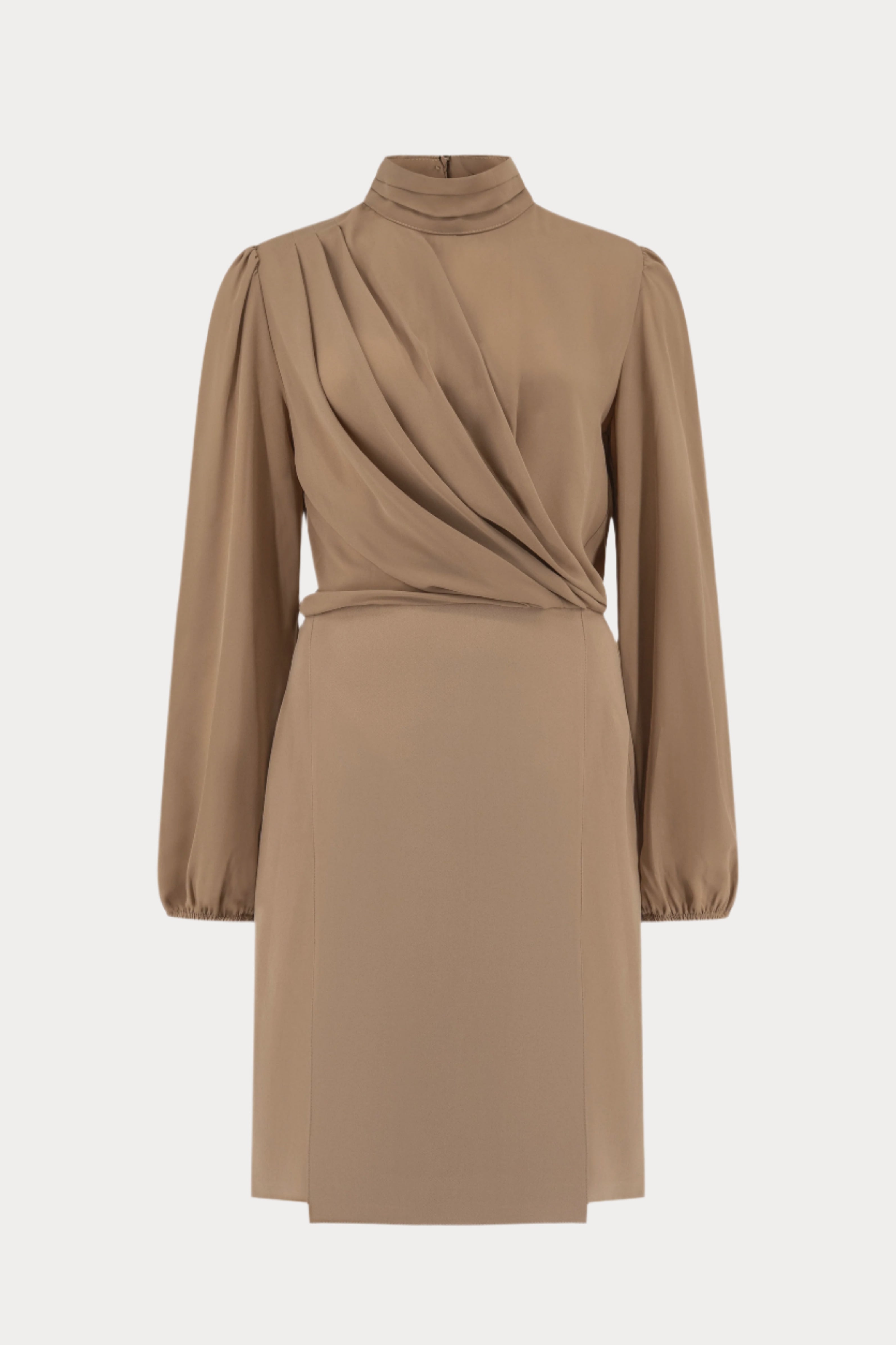 Beige jurk met plooien-MyEssentials
