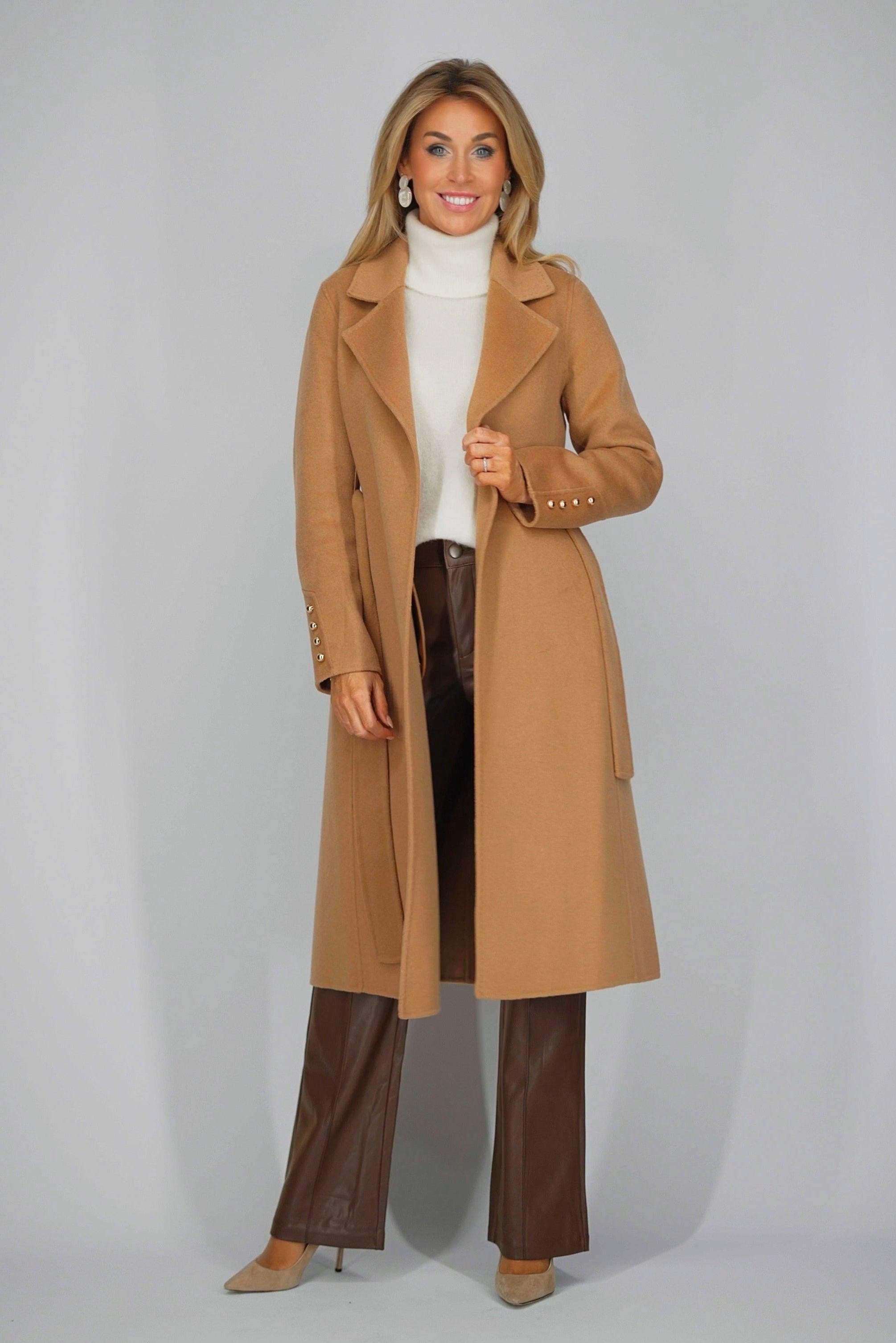 Camelkleurige wollen mantel-MyEssentials