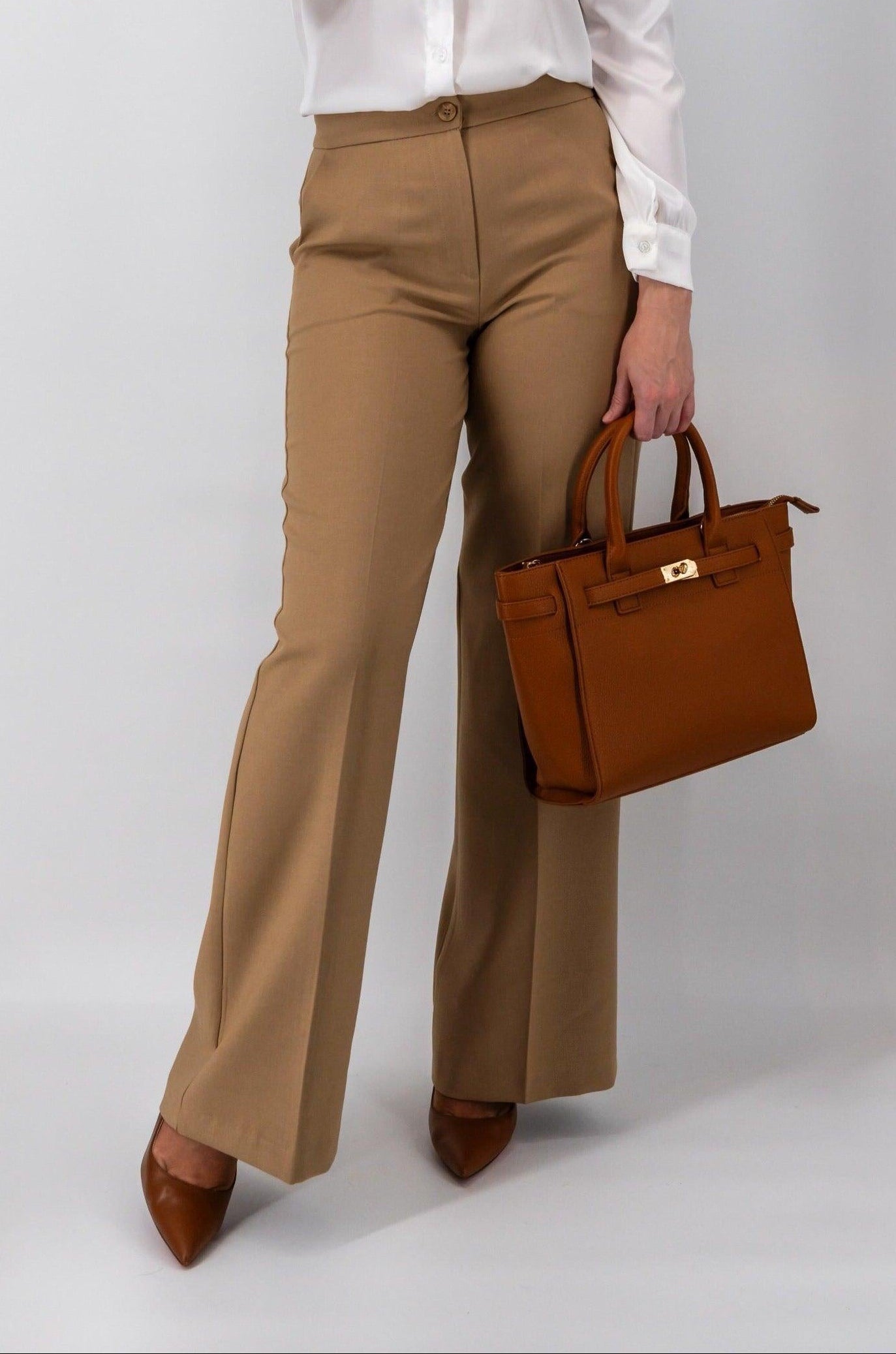 Elegante beige high waist broek-MyEssentials