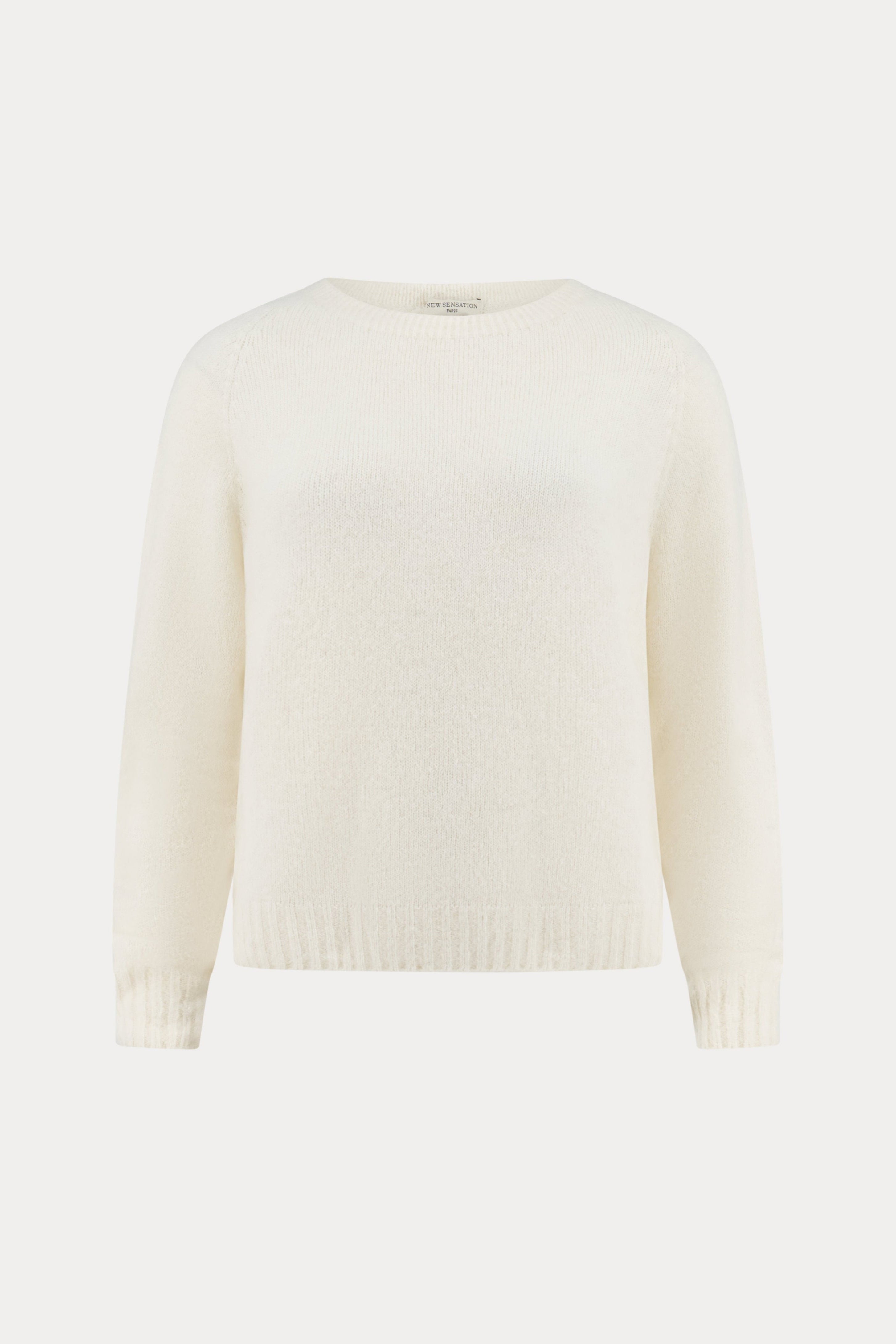 Gebroken witte alpacamix pullover met ronde hals-MyEssentials