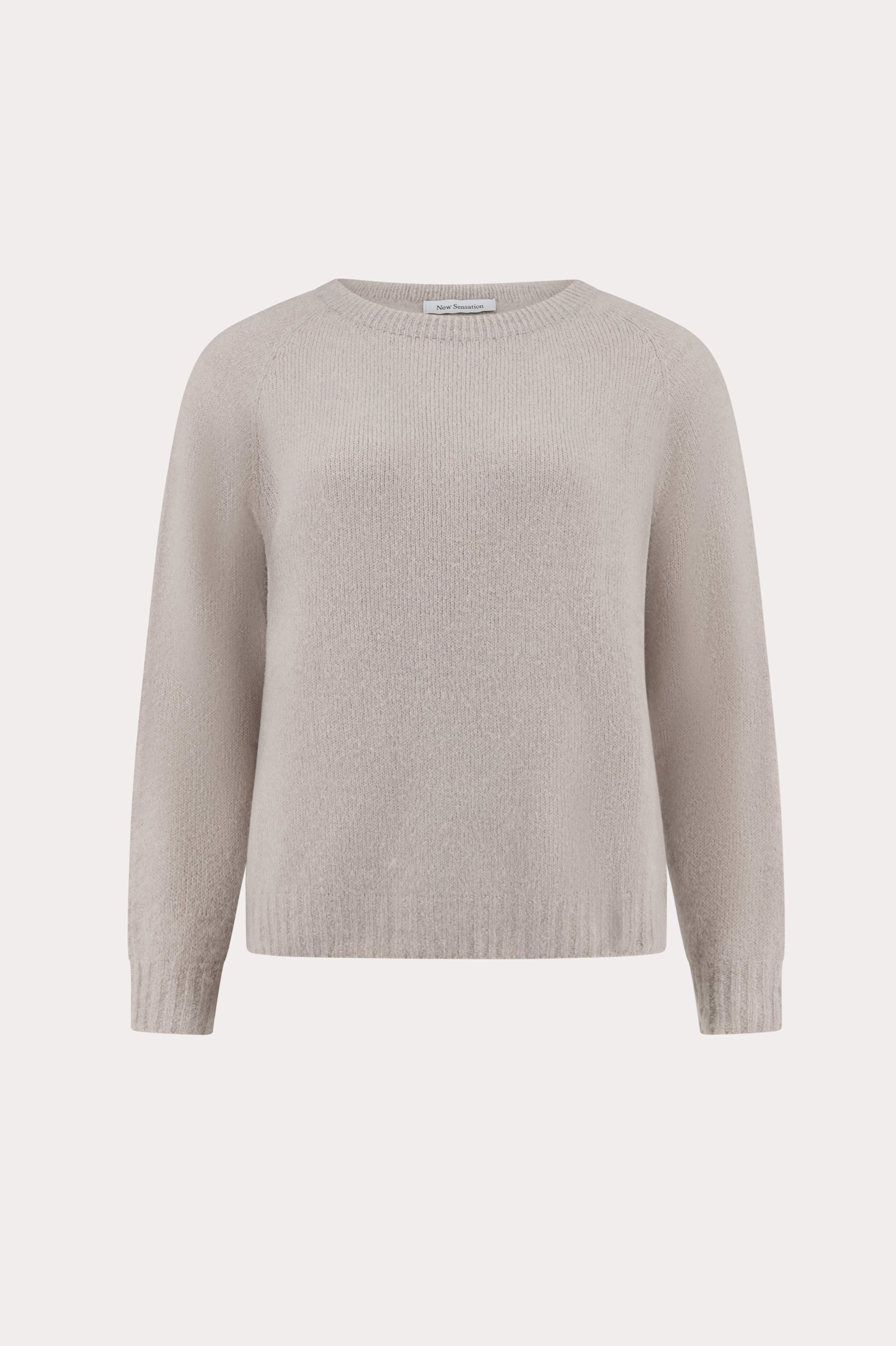 Greige alpacamix pullover met ronde hals-MyEssentials