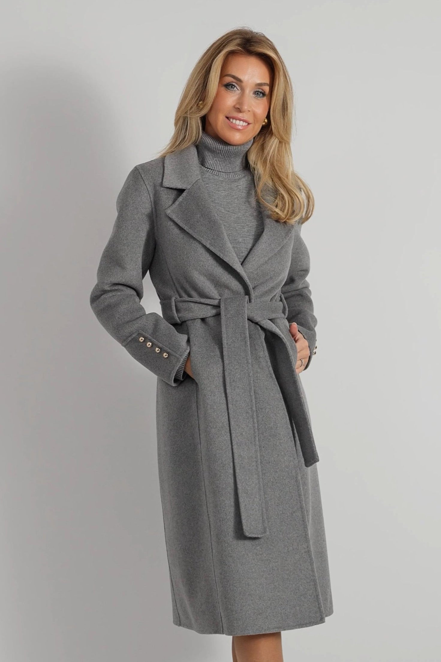 Grijze mantel in wolmix-MyEssentials