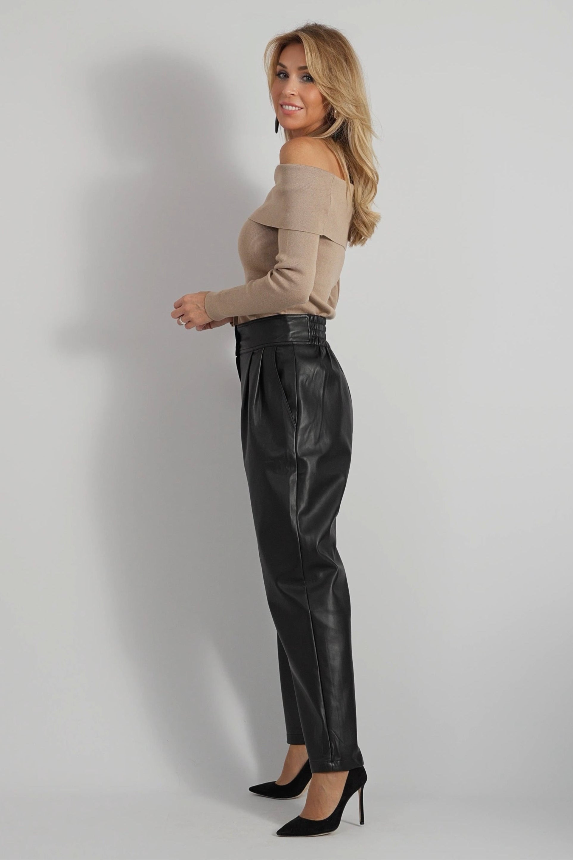 Taupe off-shoulder pullover-MyEssentials