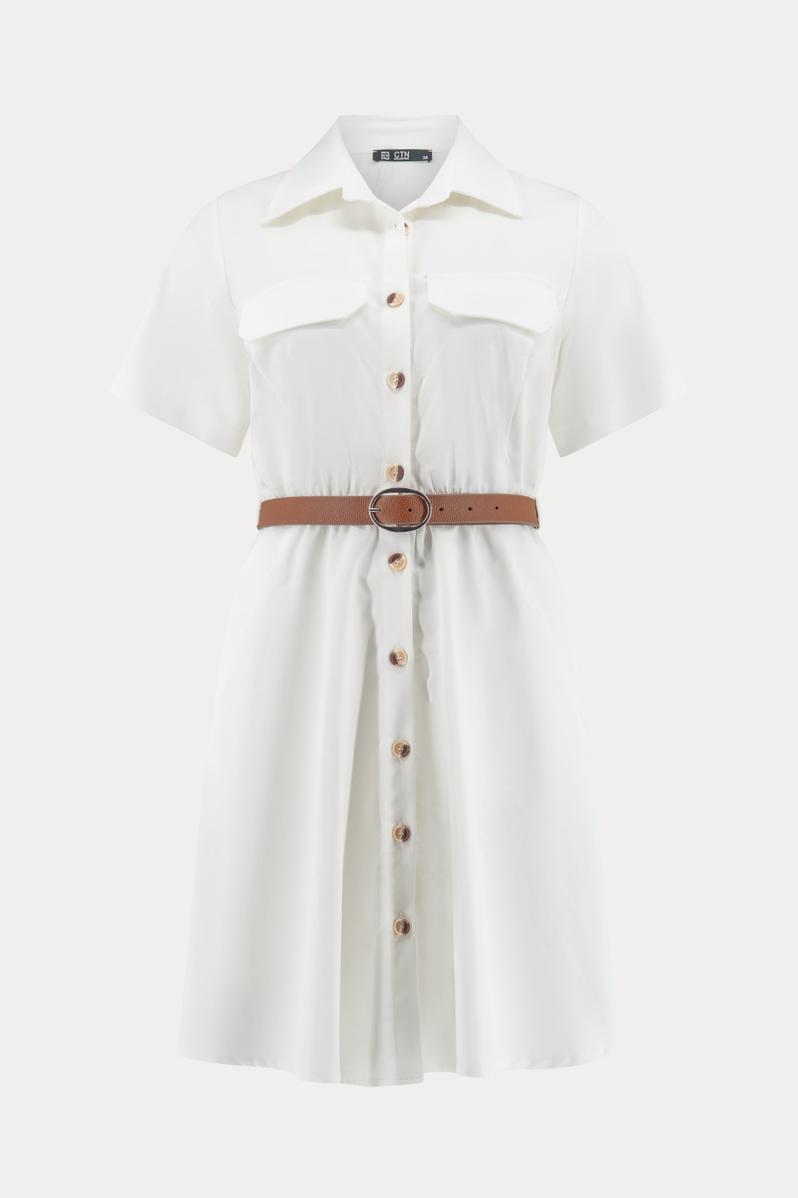 Witte jurk met korte mouwen-MyEssentials