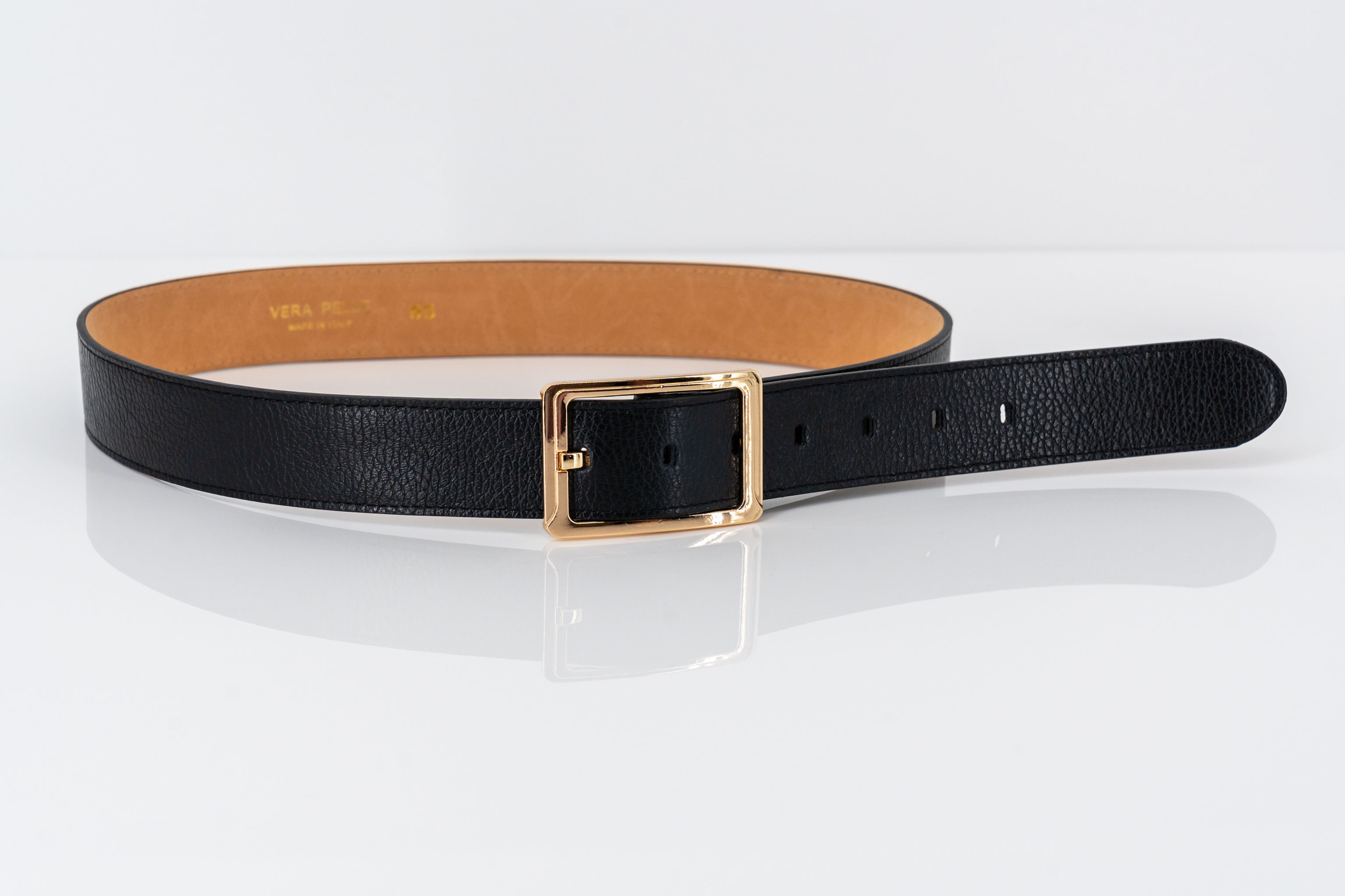 Zwarte brede riem in echt leder-MyEssentials