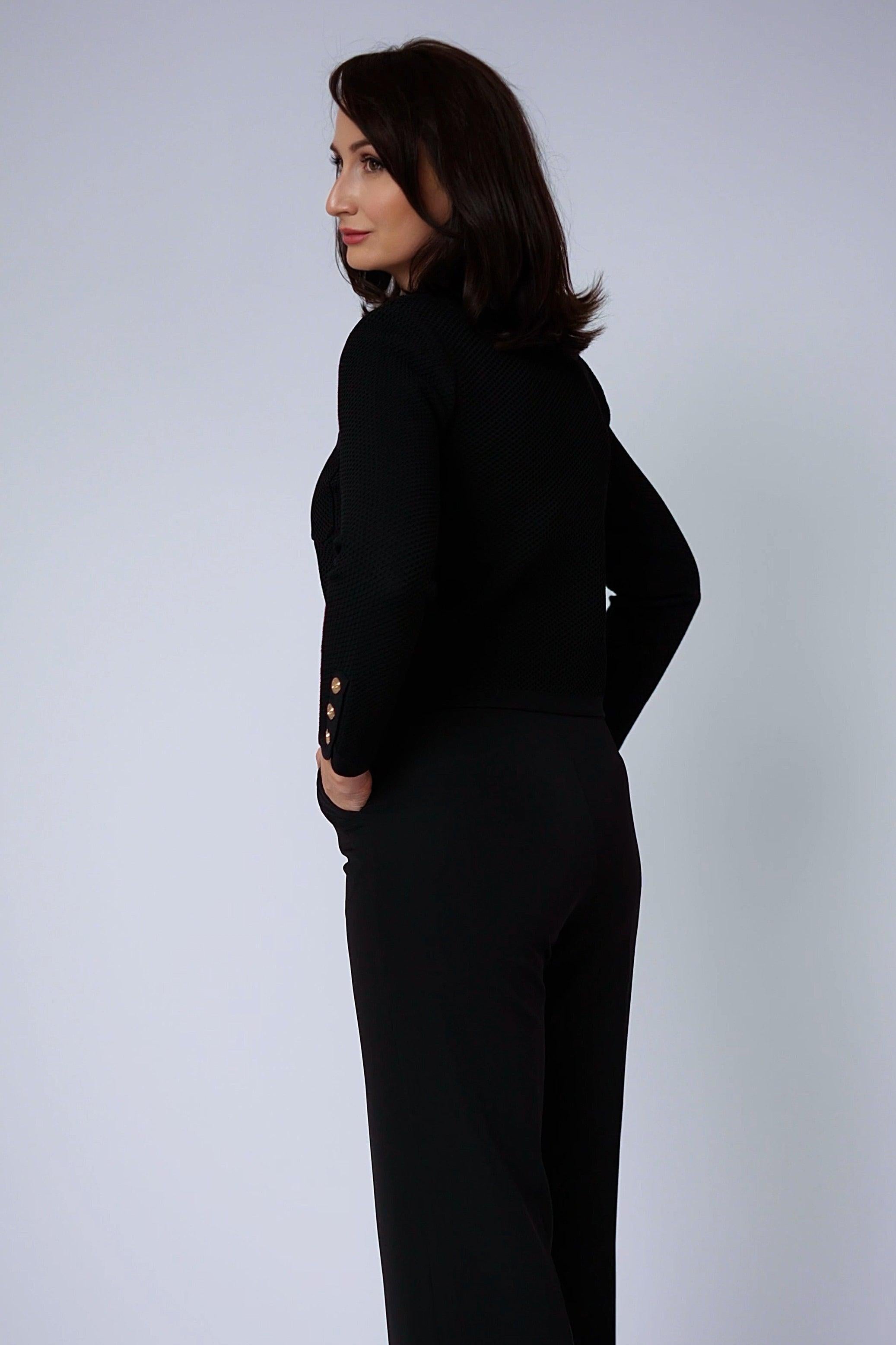 Zwarte cardigan met knopen-MyEssentials