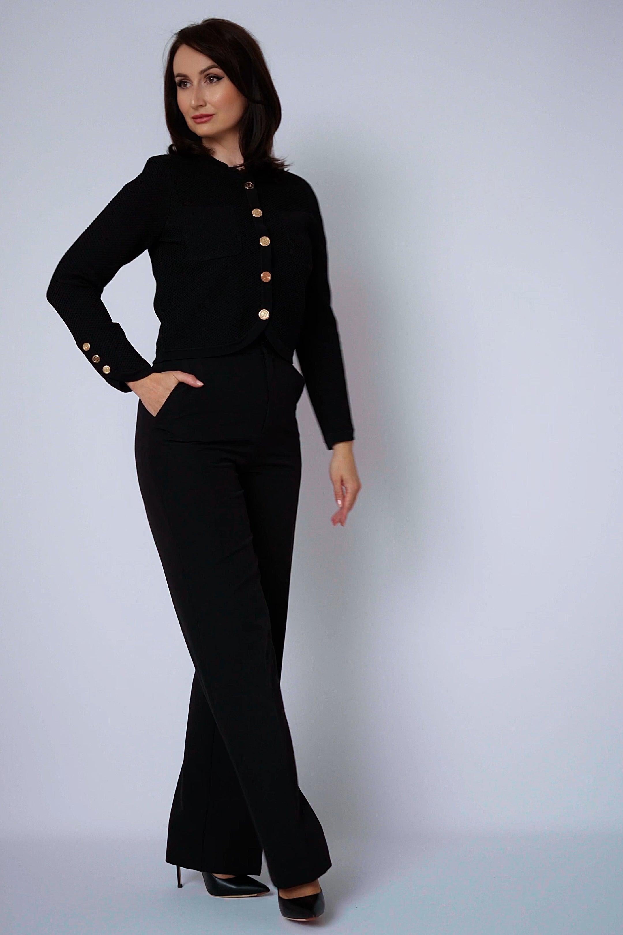 Zwarte cardigan met knopen-MyEssentials
