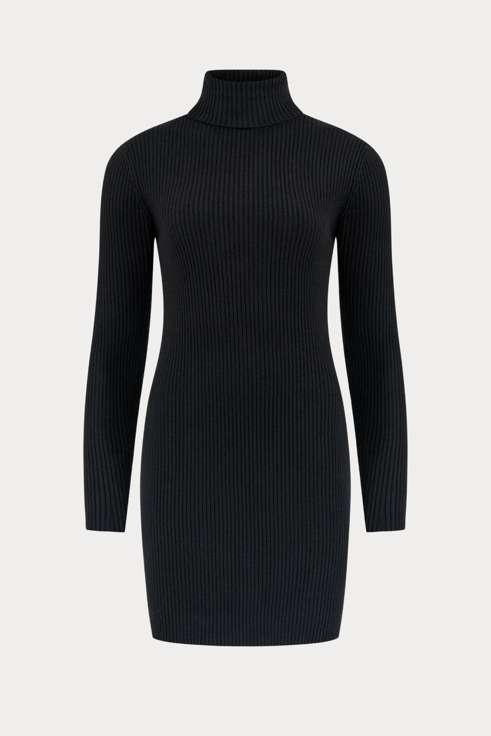 Zwarte gebreide jurk met rolkraag-MyEssentials