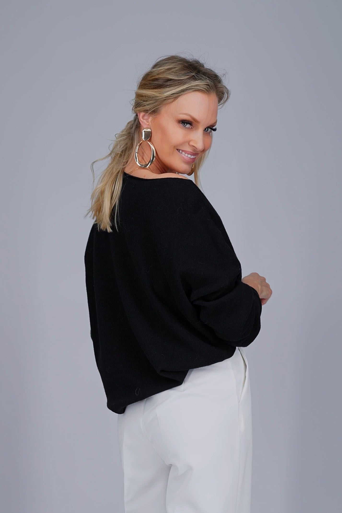 Zwarte pullover met kasjmier en wol-MyEssentials