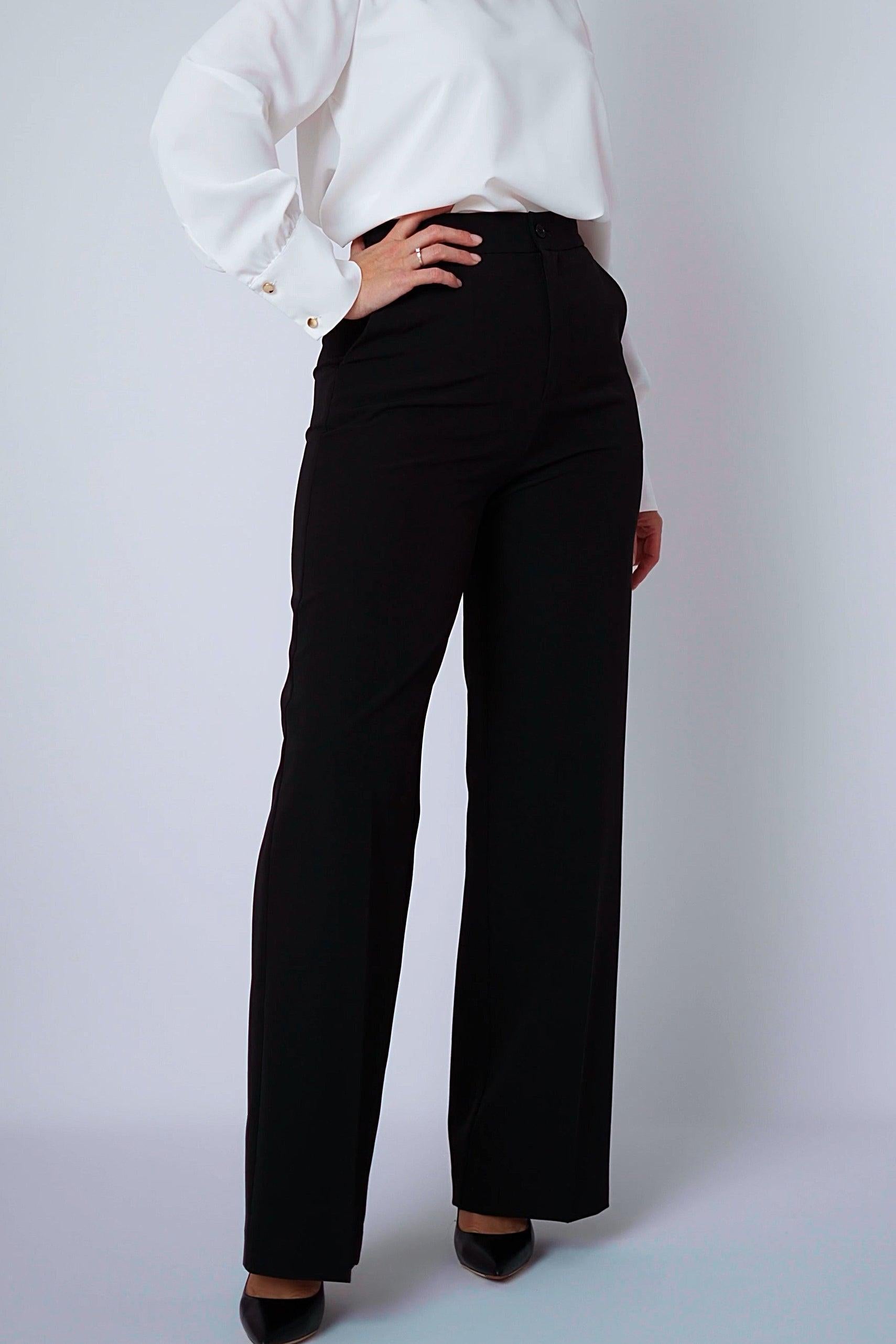 Zwarte wide leg broek-MyEssentials